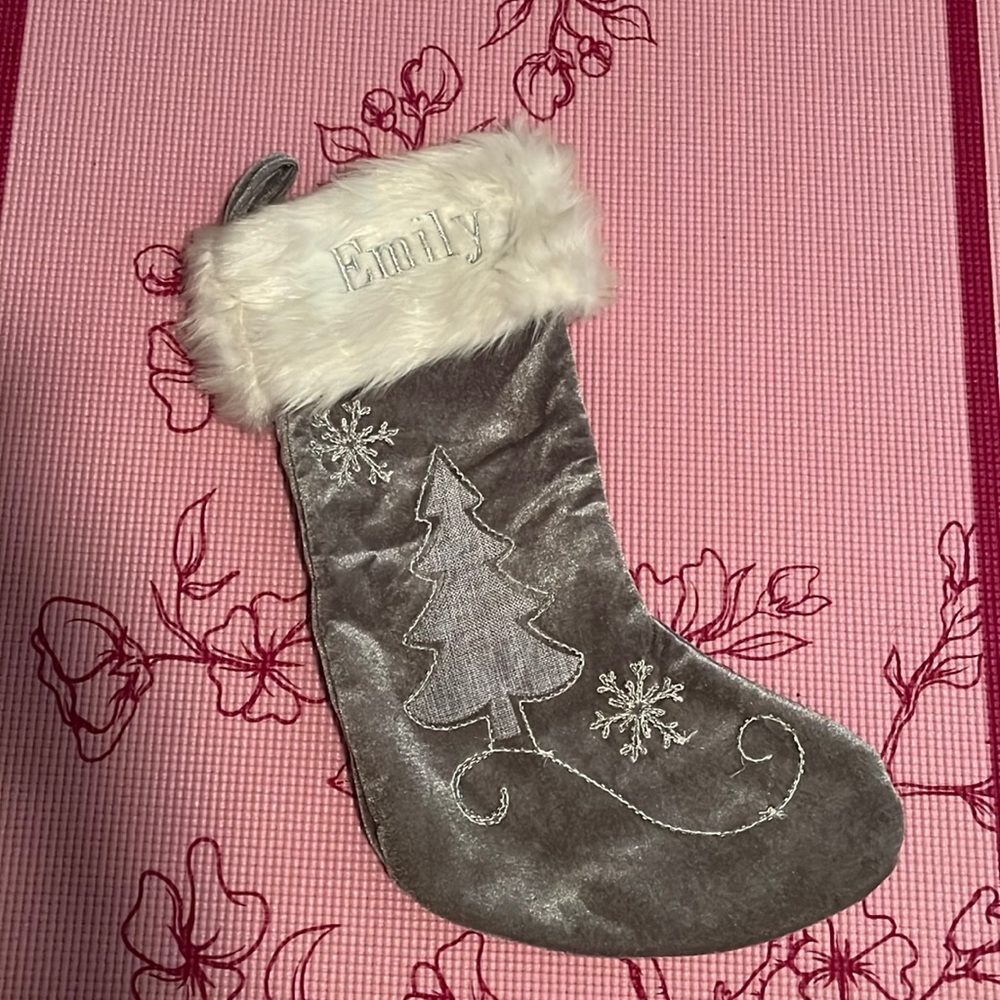 Zulily silver and fur stocking